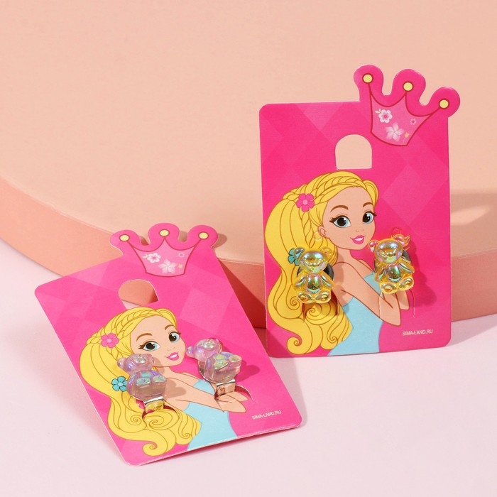 Клипсы детские «Выбражулька» медвежонок, цвет МИКС Клипсы детские «Выбражулька» медвежонок, цвет МИКС