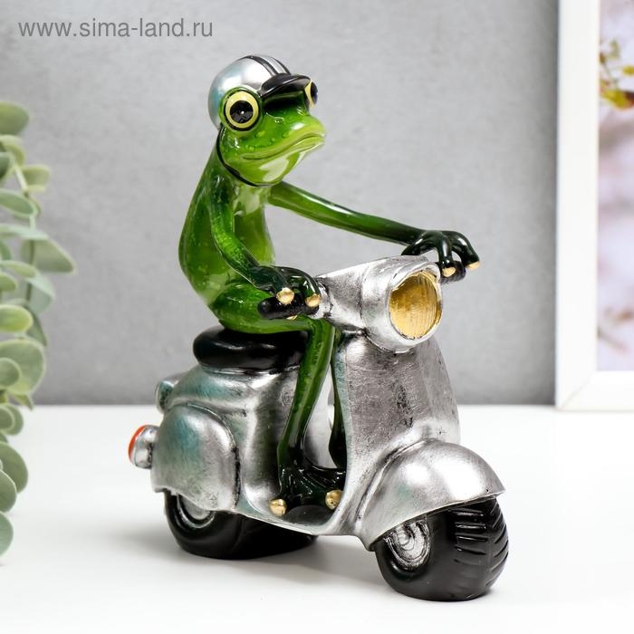 Сувенир полистоун лак Сувенир полистоун лак "Лягуха на мопеде" 15,5х8,5х14 см