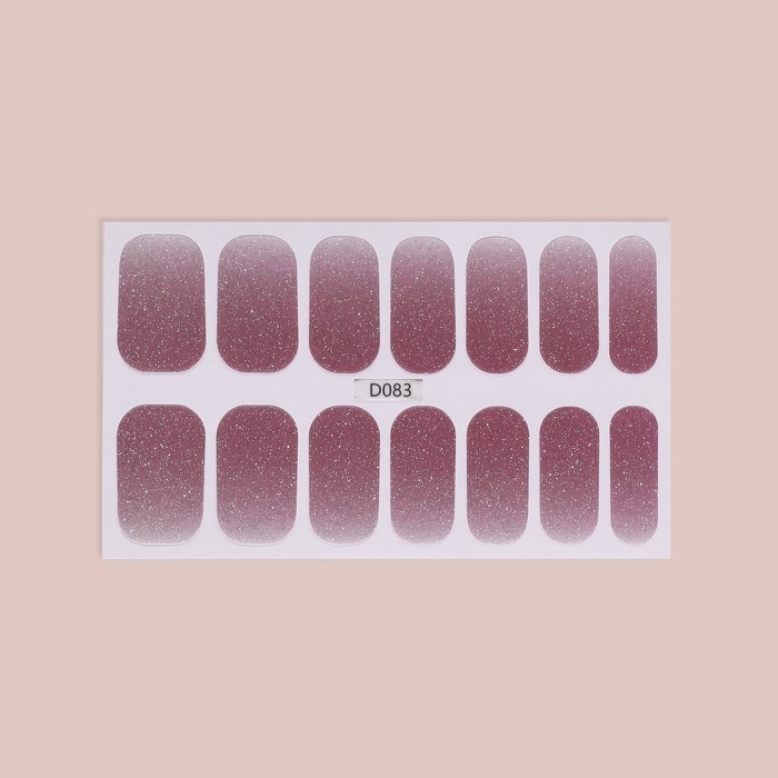 Плёнки для маникюра, 14 шт, с блёстками, цвет светло - лиловый Плёнки для маникюра, 14 шт, с блёстками, цвет светло - лиловый