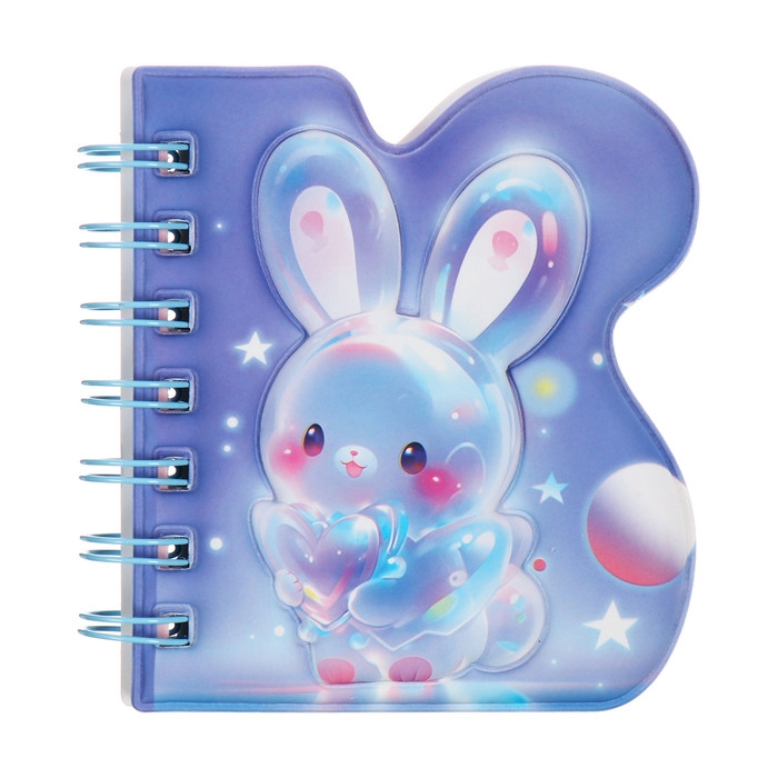 Записная книжка подарочная на гребне 80л,линия, цветной блок,обложка ПВХ 3D Зайка(10х10,5см)   10539 Записная книжка подарочная на гребне 80л,линия, цветной блок,обложка ПВХ 3D Зайка(10х10,5см)   10539