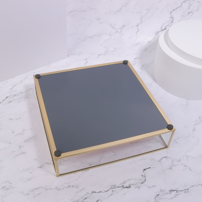 Органайзер для хранения «PINK RIPPLES», стеклянный, 1 секция, 24 × 24 × 6,5 см, цвет прозрачный/медный/розовый