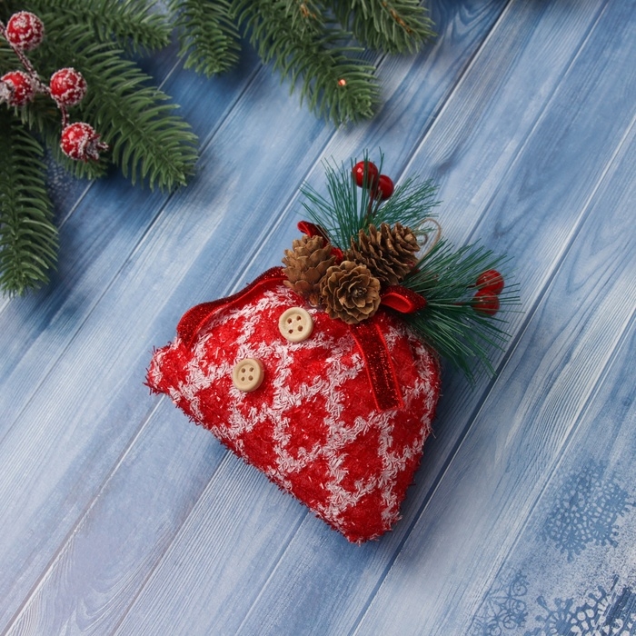 Украшение ёлочное Украшение ёлочное "Новогодний мешочек" 12,5х7,5 см, красный