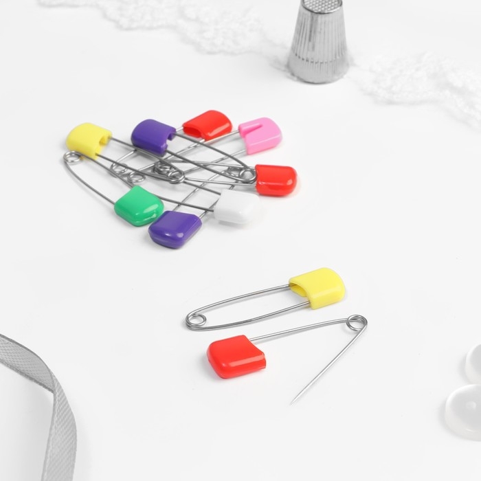 Булавки английские, безопасные, 38 мм, 10 шт, цвет разноцветный Булавки английские, безопасные, 38 мм, 10 шт, цвет разноцветный