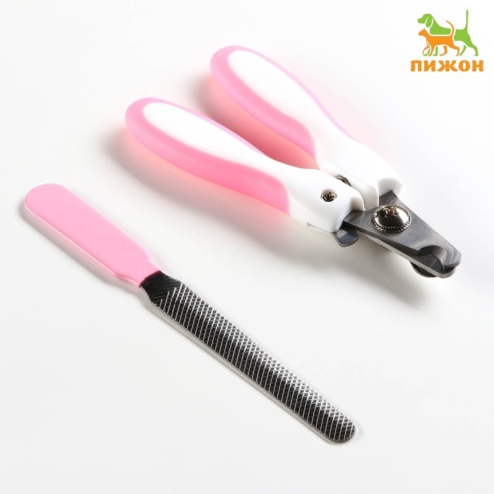 Набор для когтей Набор для когтей "Гармония": когтерез боковой (отверстие 8 мм) и пилка для когтей, розовый
