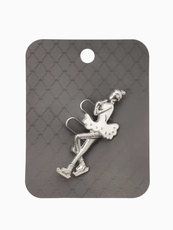 Брошь &laquo;Фигуристка&raquo;, белая в серебре