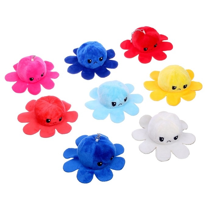 Мягкая игрушка-трансформер «Осьминог-перевёртыш», 12 см, на брелоке, цвета МИКС