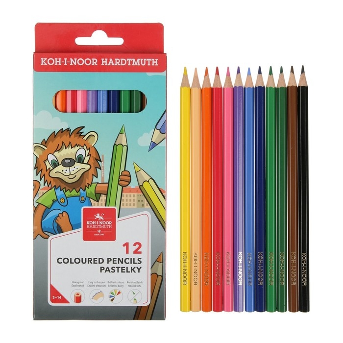 Карандаши 12цв Koh-i-Noor LION 3552, карт/уп, европодвес Карандаши 12цв Koh-i-Noor LION 3552, карт/уп, европодвес