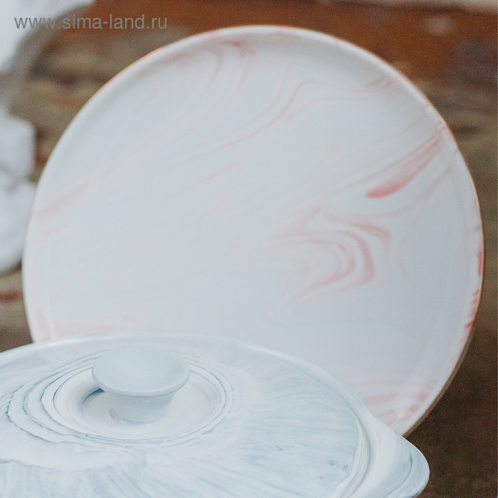 Тарелка керамическая обеденная &laquo;Мрамор&raquo;, d=25 см, цвет розовый