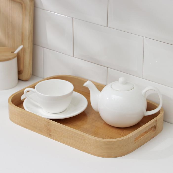 Поднос с ручками Доляна Striata, 33×22×4,8 см, бамбук Поднос с ручками Доляна Striata, 33×22×4,8 см, бамбук