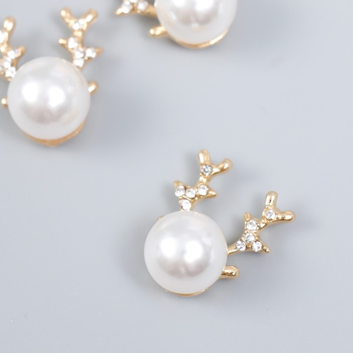 Декор для творчества металл, пластик Декор для творчества металл, пластик "Оленёнок" набор 3 шт стразы, золото 2,4х2 см