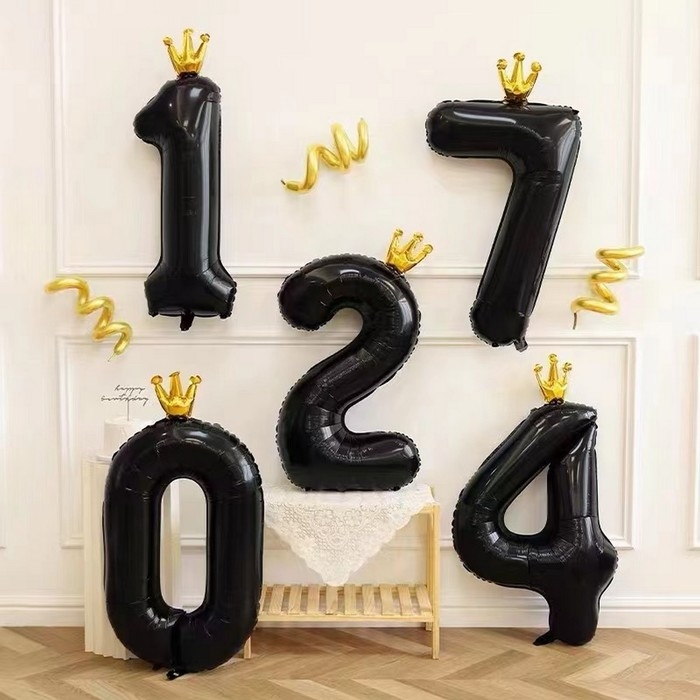 Шар фольгированный 40" &laquo;Цифра 0 с короной&raquo;, цвет чёрный