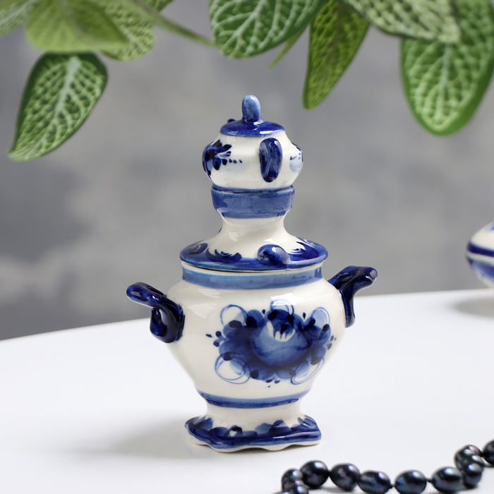 Сувенир  Сувенир "Самовар", малый, гжель, фарфор, 12х10 см