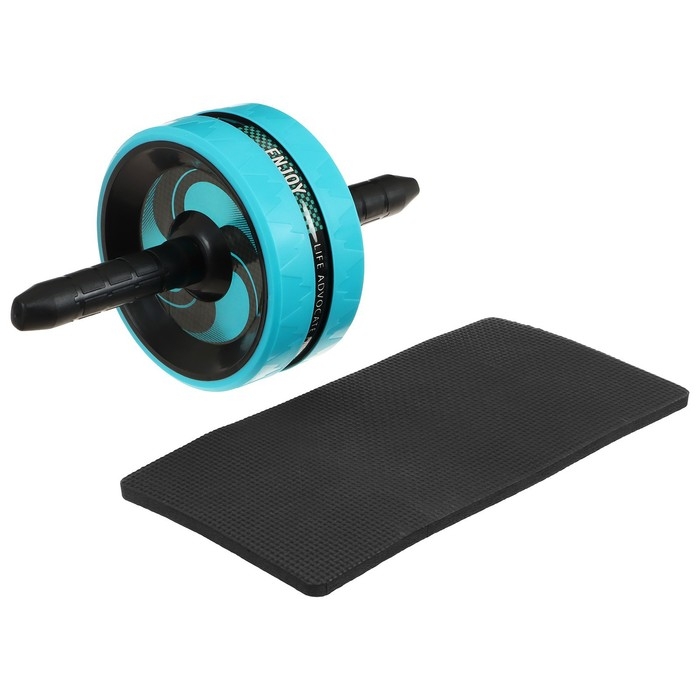Ролик для пресса ONLYTOP, 38х17х17 см, с ковриком, цвет голубой Ролик для пресса ONLYTOP, 38х17х17 см, с ковриком, цвет голубой