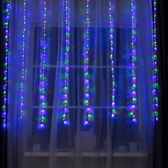 Гирлянда «Водопад» 2 × 1.5 м, IP20, прозрачная нить, 400 LED, свечение мульти, 8 режимов, 220 В Гирлянда «Водопад» 2 × 1.5 м, IP20, прозрачная нить, 400 LED, свечение мульти, 8 режимов, 220 В