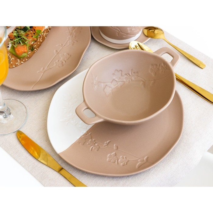 Чайная пара керамическая «Монблан», 2 предмета: кружка 220 мл, блюдце 13х13,6 см Чайная пара керамическая «Монблан», 2 предмета: кружка 220 мл, блюдце 13х13,6 см