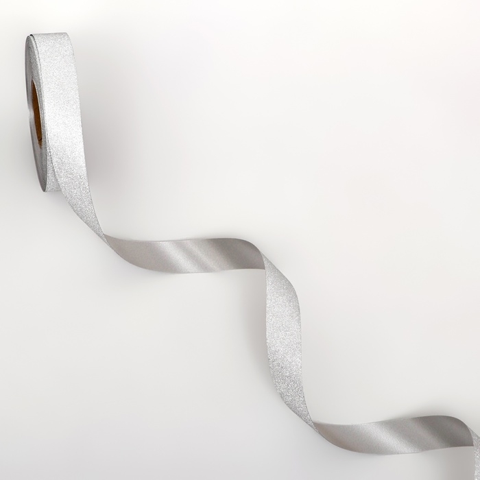 Лента "ТИФФАНИ" для декора и подарков,серебро, 2 см х 50 м