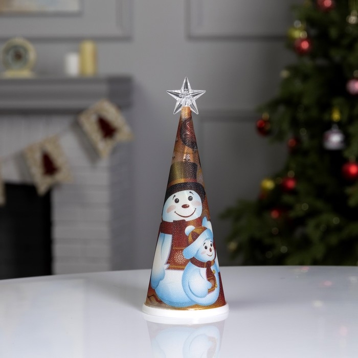 Светодиодная фигура «Ёлка со снеговиками» 7.5 × 21 × 7.5 см, пластик, батарейки CR2032х1 (в комплекте), свечение мульти Светодиодная фигура «Ёлка со снеговиками» 7.5 × 21 × 7.5 см, пластик, батарейки CR2032х1 (в комплекте), свечение мульти