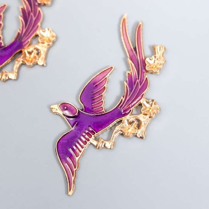 Декор для творчества металл "Птица-феникс" эмаль, золото 2,9х5,6 см