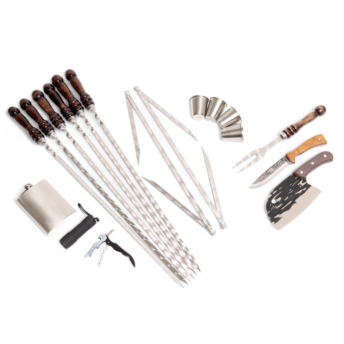 Набор с шампурами подарочный  Набор с шампурами подарочный "Тигр" №25, в кейсе из эко-кожи