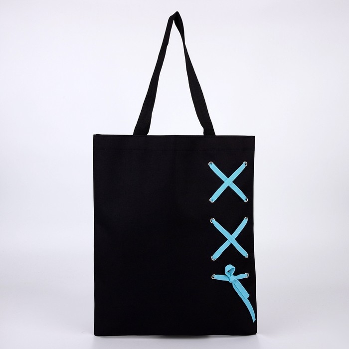 Шопер с лентой, 35 х 1 х 40 см, цвет чёрный Шопер с лентой, 35 х 1 х 40 см, цвет чёрный