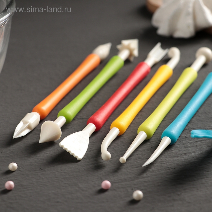 Набор для моделирования кондитерских украшений и ножницы кондитерские для переноски украшений Доляна, 6 шт, цвет и форма МИКС Набор для моделирования кондитерских украшений и ножницы кондитерские для переноски украшений Доляна, 6 шт, цвет и форма МИКС