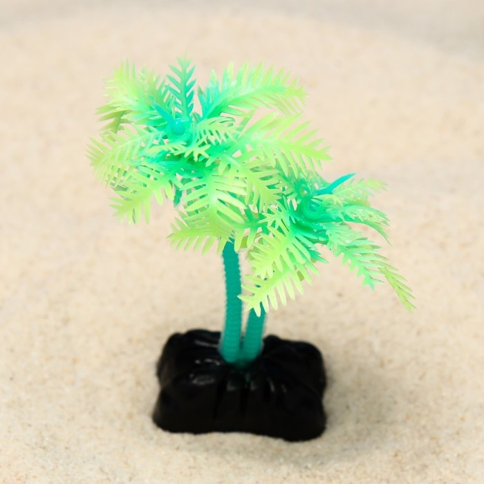 Растение искусственное аквариумное  Растение искусственное аквариумное "Пальма", светящееся, 10 см, зелёное