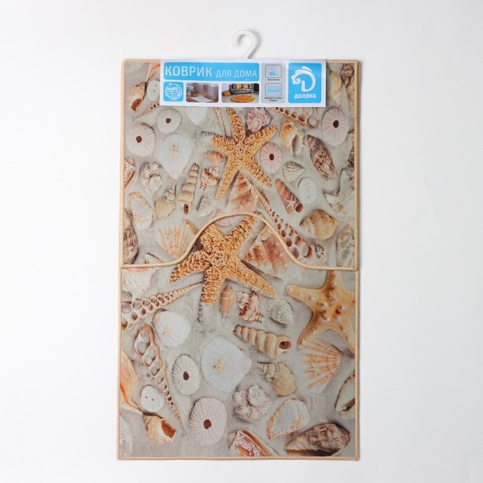 Коврики для ванной и туалета Доляна «Ракушки», 2 шт: 40×45 см, 45×75 см Коврики для ванной и туалета Доляна «Ракушки», 2 шт: 40×45 см, 45×75 см