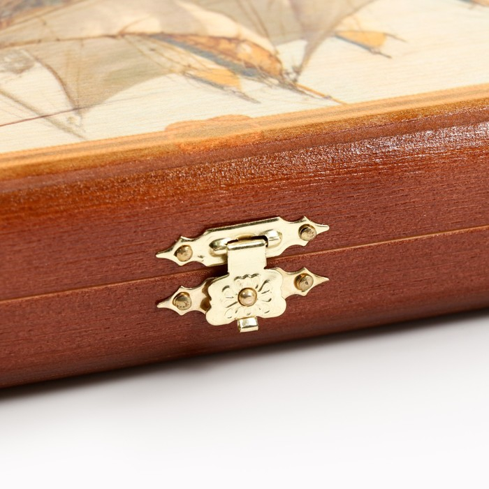 Нарды деревянные большие, настольная игра Нарды деревянные большие, настольная игра "Морские", 40 х 40 см, с шашками