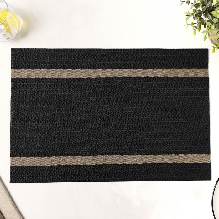 Салфетка сервировочная на стол Доляна «Рона», 45×30 см, цвет чёрный