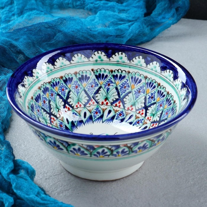 Коса Риштанская Керамика  Коса Риштанская Керамика "Узоры", 18 см, большая, синяя