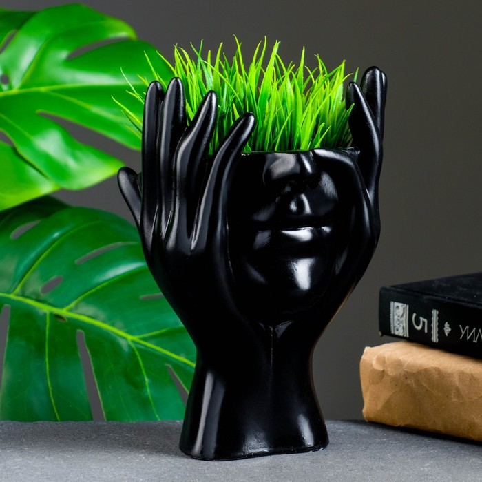 Кашпо - органайзер  Кашпо - органайзер "Мечты в руках" черный, 13х20,5х13,5см