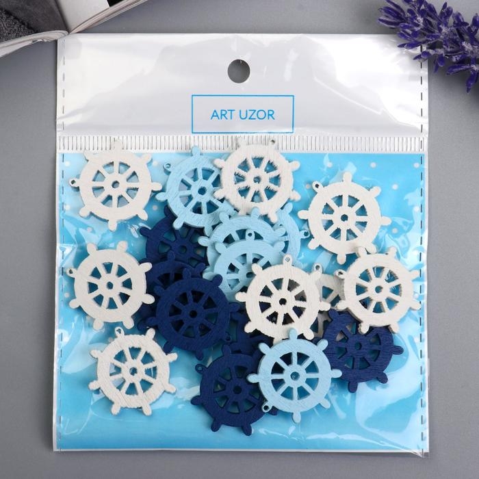 Декор для творчества дерево Декор для творчества дерево "Штурвал/Якорь" (набор 20 шт) МИКС 13х10 см