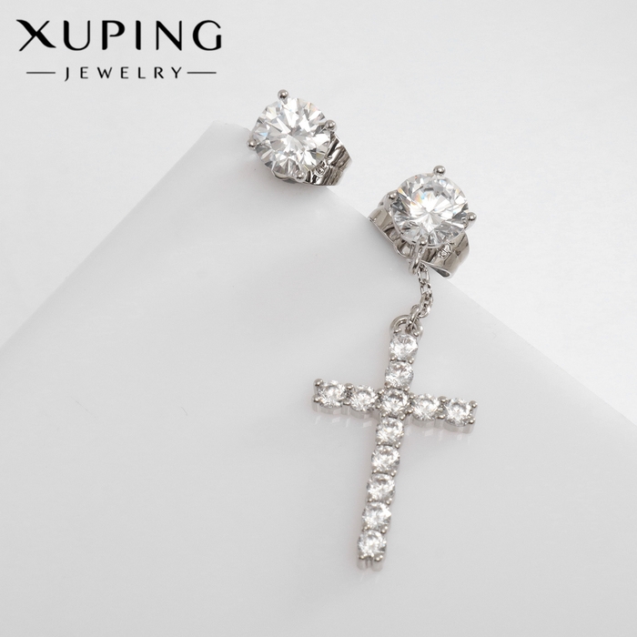 Серьги со стразами XUPING крест величие, цвет белый в серебре Серьги со стразами XUPING крест величие, цвет белый в серебре
