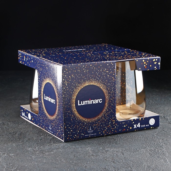 Набор высоких стеклянных стаканов «Золотой мёд», 350 мл, 4 шт Набор высоких стеклянных стаканов «Золотой мёд», 350 мл, 4 шт