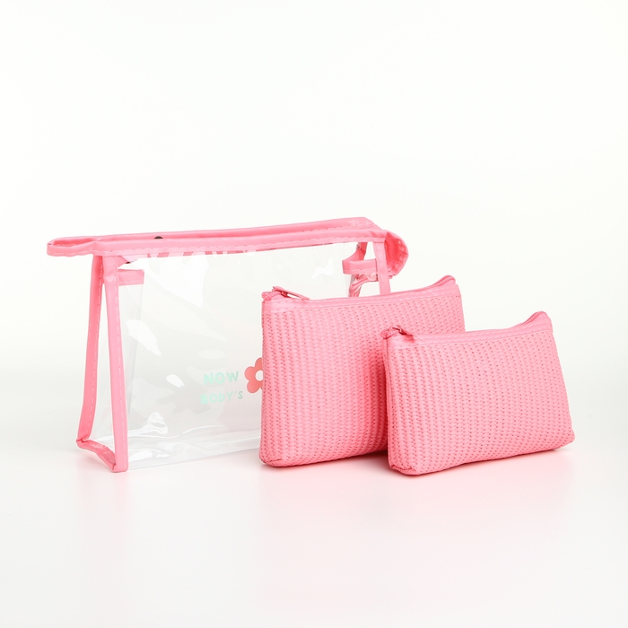 Набор косметичек 3 в 1 на молнии, цвет розовый Набор косметичек 3 в 1 на молнии, цвет розовый