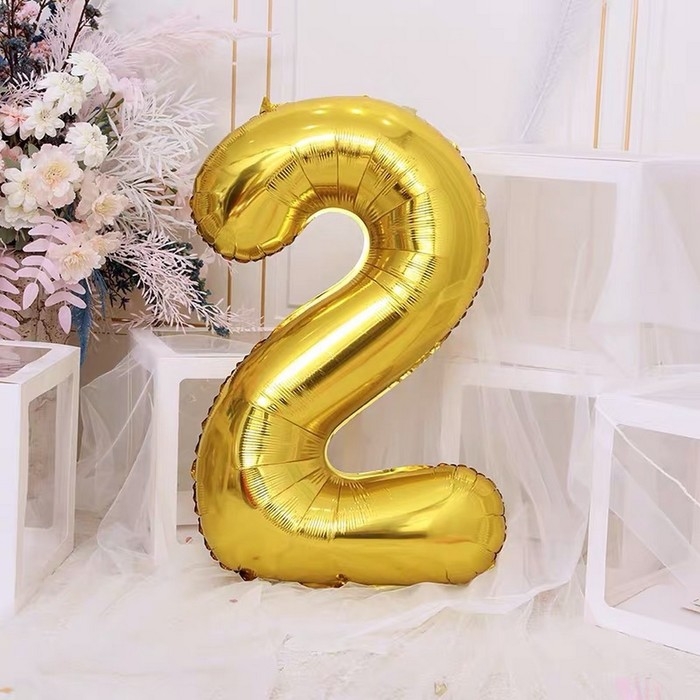 Шар фольгированный 40 Шар фольгированный 40" Цифра 2, цвет золотой