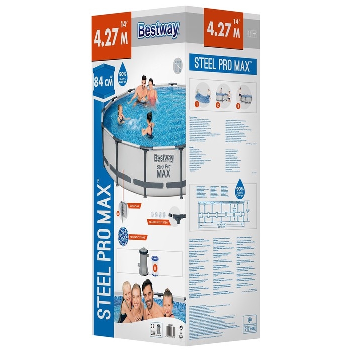 Бассейн каркасный Steel Pro MAX, 427 х 84 см, фильтр-насос, 56595 Bestway Бассейн каркасный Steel Pro MAX, 427 х 84 см, фильтр-насос, 56595 Bestway