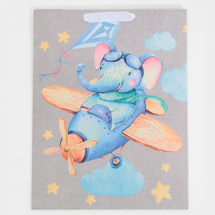 Пакет подарочный крафтовый вертикальный, упаковка, «Малышам», L 31 х 40 х 11,5 см