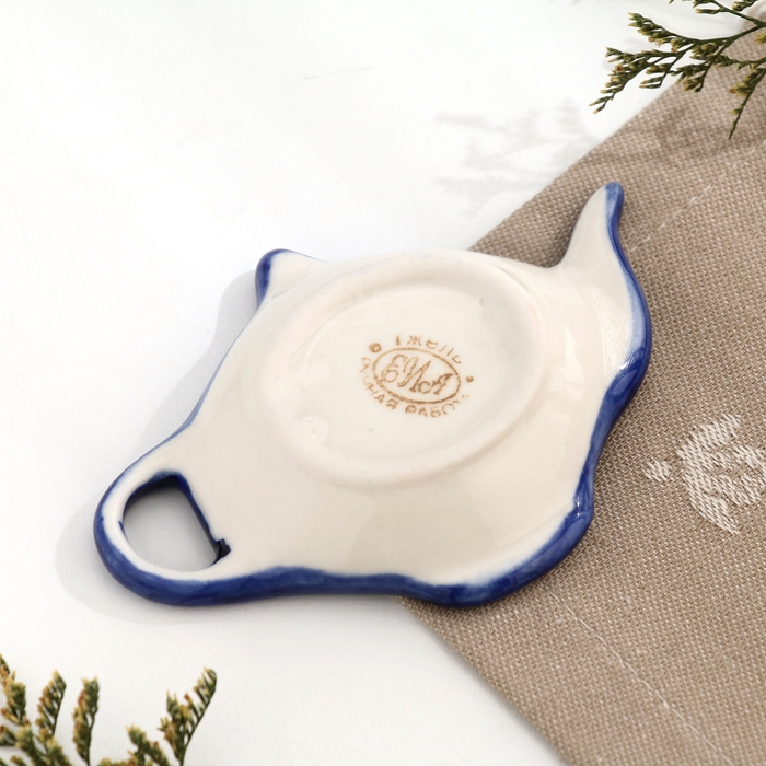 Подставка под чайные пакетики, гжель, фарфор, 10х7 см Подставка под чайные пакетики, гжель, фарфор, 10х7 см