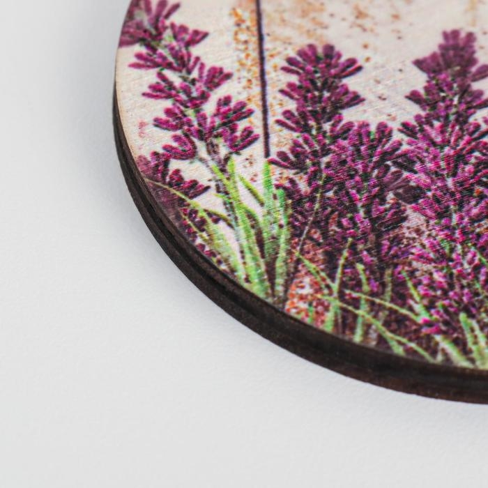 Подставка под горячее сувенирная Подставка под горячее сувенирная "Цветущая лаванда" D=9 см