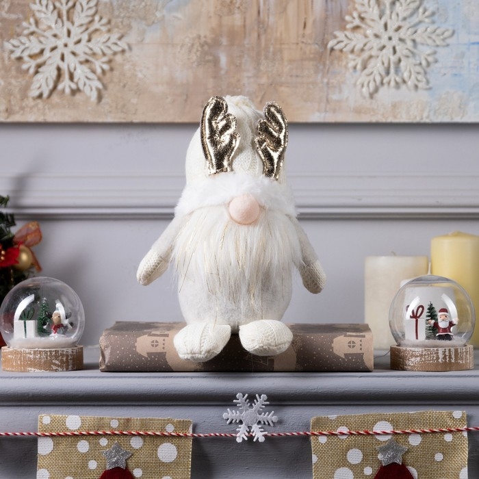 Светодиодная фигура «Гном белый» 20 × 24 × 10 см, текстиль, батарейки AG10х3 (в комплекте), свечение тёплое белое Светодиодная фигура «Гном белый» 20 × 24 × 10 см, текстиль, батарейки AG10х3 (в комплекте), свечение тёплое белое