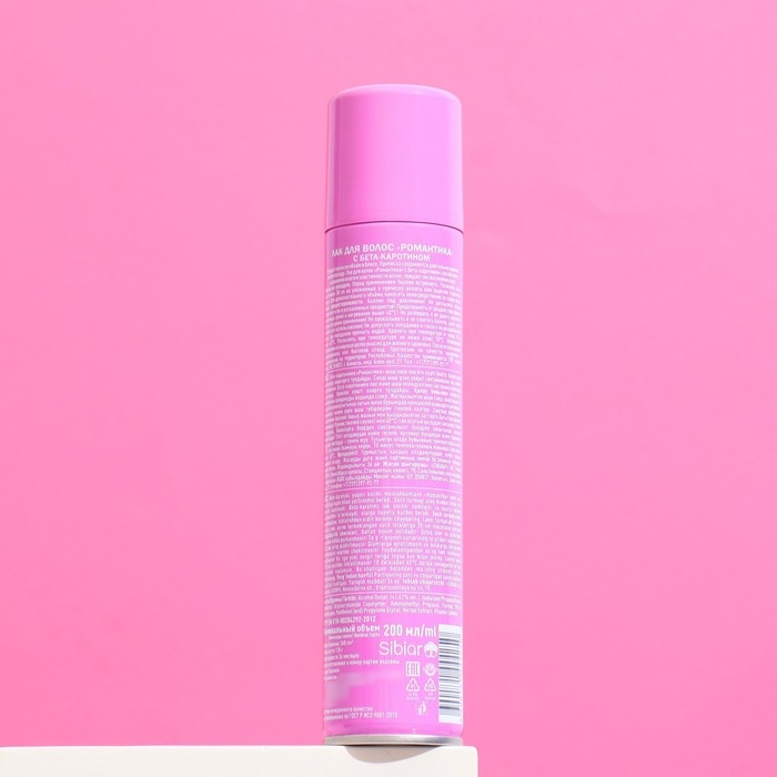 Лак для волос  Лак для волос "Романтика" очень сильная фиксация с В-каротином, 200 мл