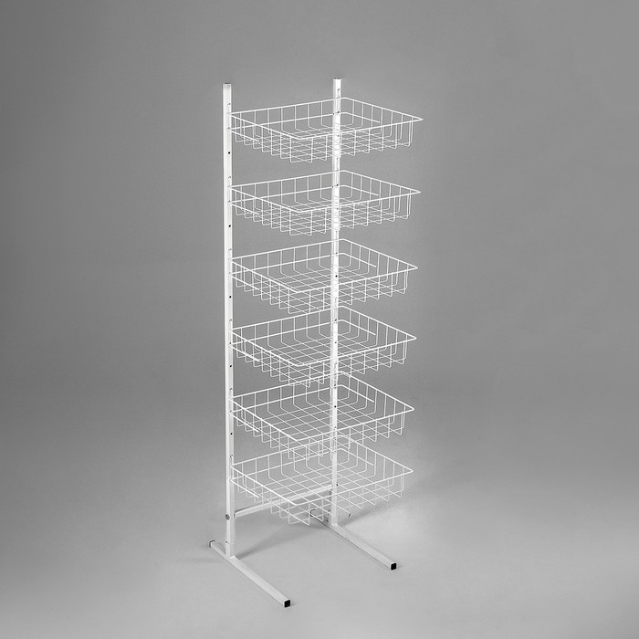 Стойка прикассовая 40×35×180, 6 корзин, цвет белый Стойка прикассовая 40×35×180, 6 корзин, цвет белый