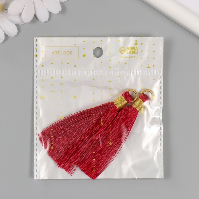 Декор для творчества текстиль Декор для творчества текстиль "Кисть. Оливия" бордо набор 2 шт 8х1,2 см