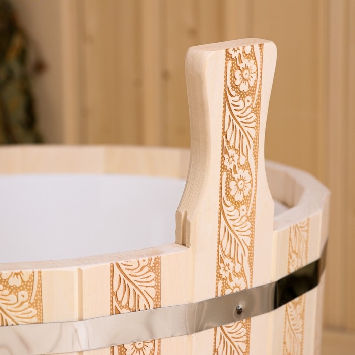 Шайка-таз, 15 л, пластиковая вставка, Шайка-таз, 15 л, пластиковая вставка, "Русские узоры"