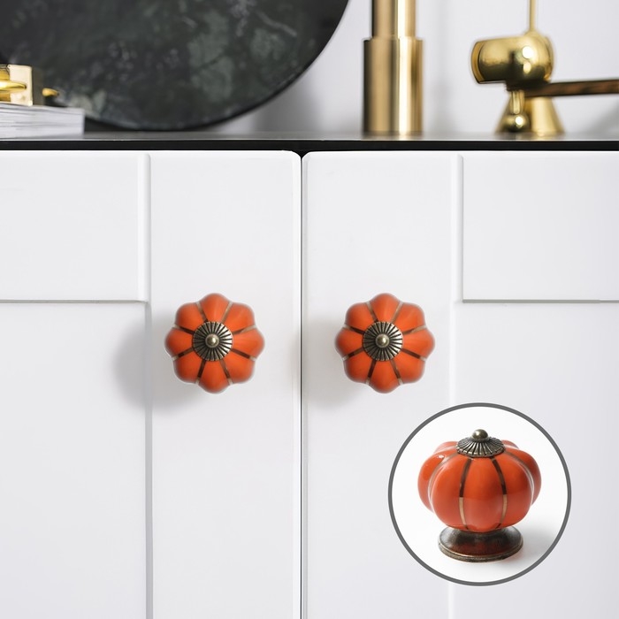 Ручка-кнопка PEONY Ceramics 001, керамическая, оранжевая Ручка-кнопка PEONY Ceramics 001, керамическая, оранжевая