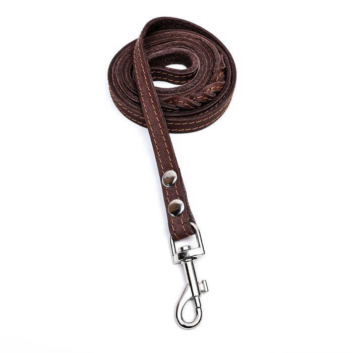 Поводок кожаный однослойный длинный, 2 м х 1,6 см, коричневый Поводок кожаный однослойный длинный, 2 м х 1,6 см, коричневый