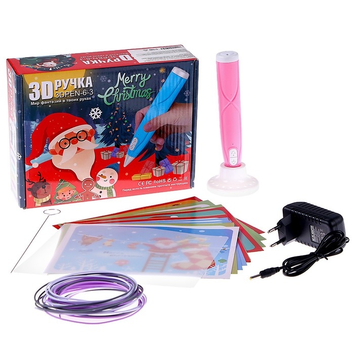 3D ручка «Новый год» набор PСL пластика, мод. PN008, цвет розовый 3D ручка «Новый год» набор PСL пластика, мод. PN008, цвет розовый