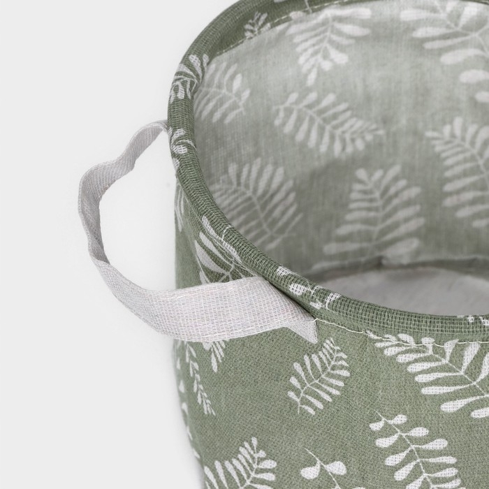 Корзинка для мелочей с ручками Доляна Leaves, 20×20×15 см, круглая, цвет зелёный Корзинка для мелочей с ручками Доляна Leaves, 20×20×15 см, круглая, цвет зелёный