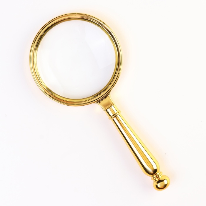 Лупа золотая, кратность 3, линза 32мм, 19см Лупа золотая, кратность 3, линза 32мм, 19см